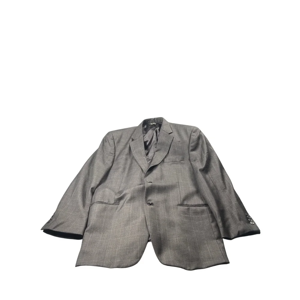 Jos A Bank‎ Men's Charcoal Gray Plaid Wool Blazer Suit Jacket 46R